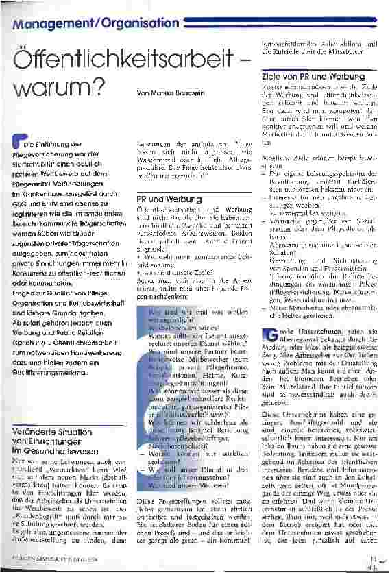 Vorschauseite 1: Öffentlichkeitsarbeit - warum?