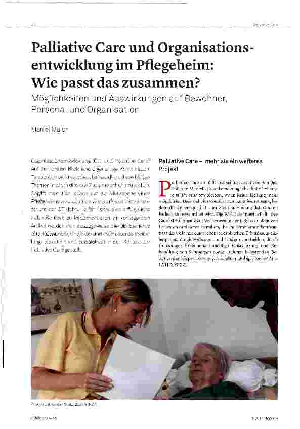 Vorschauseite 1: Palliative Care und Organisations entwicklung im Pflegeheim: Wie passt das zusammen?