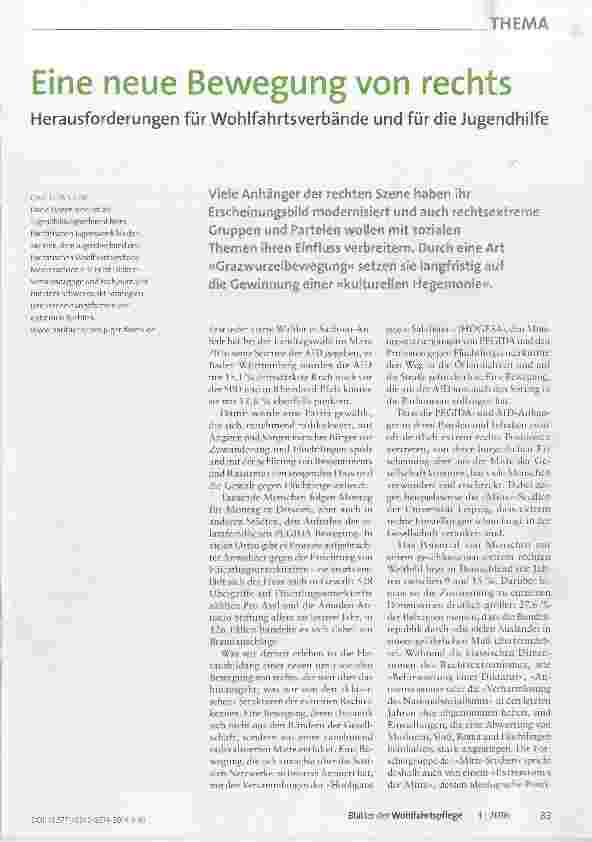 Vorschauseite 1: Eine neue Bewegung von rechts Herausforderungen für Wohlfahrtsverbände und für die Jugendhilfe