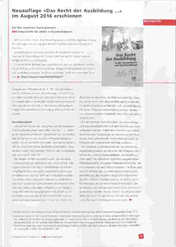 Vorschauseite 1: Neuauflage »Das Recht der Ausbildung ...« im August 2016 erschienen