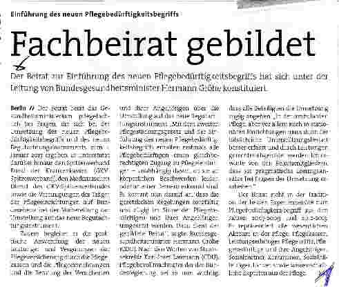 Vorschauseite 1: Fachbeirat gebildet