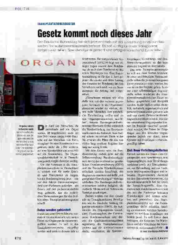 Vorschauseite 1: Gesetz kommt noch dieses Jahr
