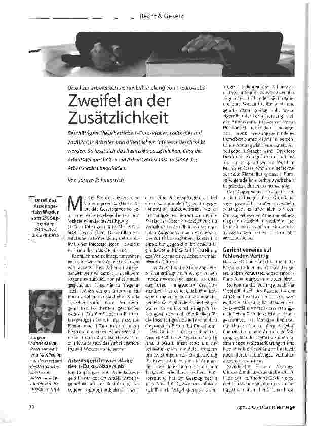 Vorschauseite 1: Zweifel an der Zusätzlichkeit
