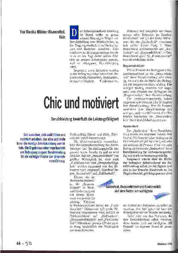Vorschauseite 1: Chic und motiviert Berufskleidung beeinflußt die Leistungsfähigkeit