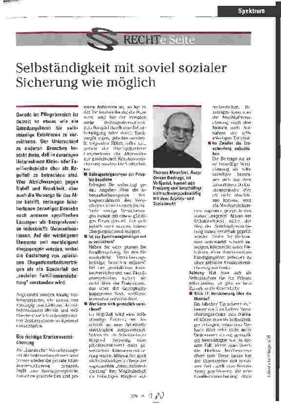 Vorschauseite 1: Selbstständigkeit mit soviel sozialer Sicherung wie möglich