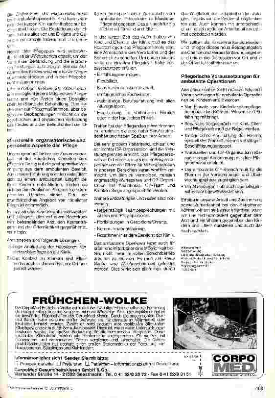 Vorschauseite 3: Erfahrungen mit ambulanten Operationen bei Kindern Pflegerische Betreuung