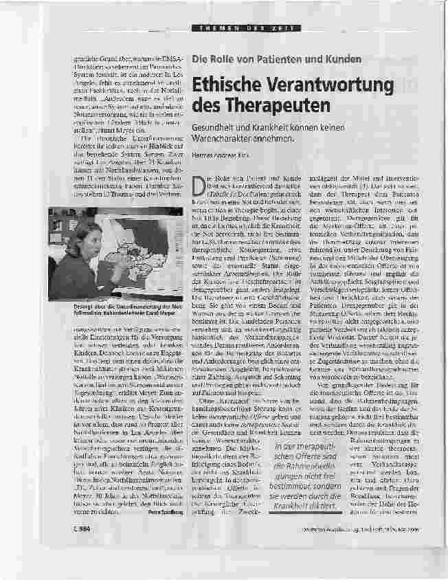 Vorschauseite 1: Ethische Verantwortung des Therapeuten - Gesundheit und Krankheit können keinen Warencharakter annehmen