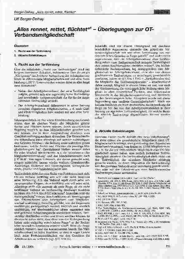 Vorschauseite 1: Alles rennet, rettet, flüchtet - Überlegungen zur OT-Verbandsmitgliedschaft