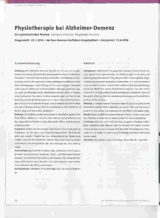 Vorschauseite 1: Physiotherapie bei Alzheimer-Demenz