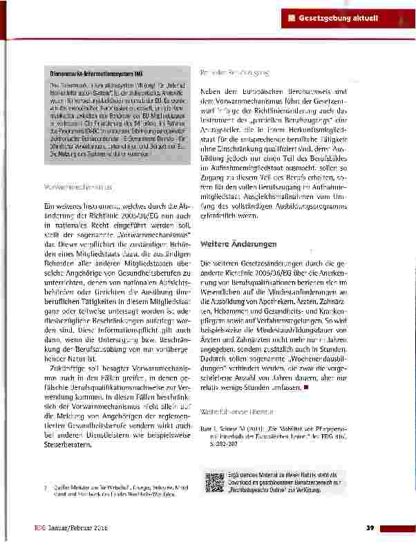 Vorschauseite 2: Entwurf eines Gesetzes zur Umsetzung der geänderten Berufsanerkennungsrichtlinie der EU