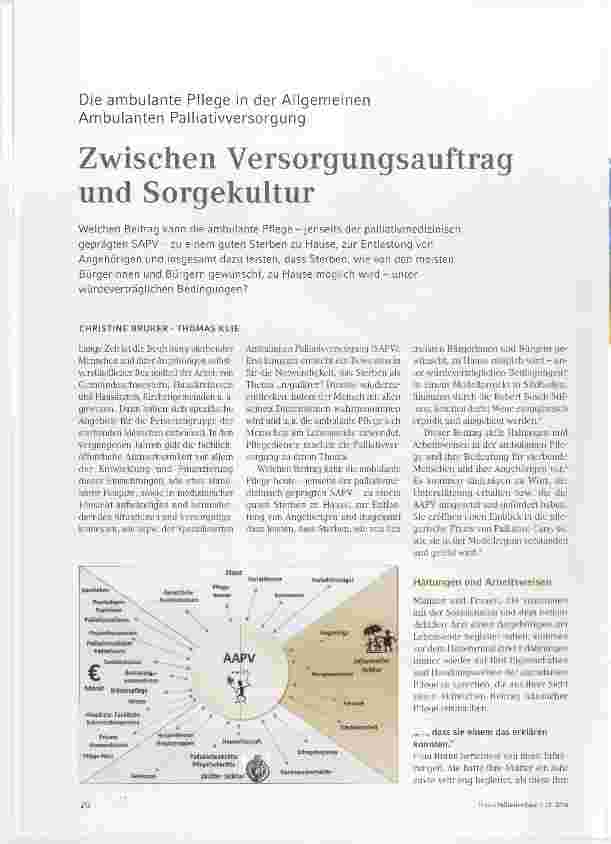 Vorschauseite 1: Zwischen Versorgungsauftrag und Sorgekultur