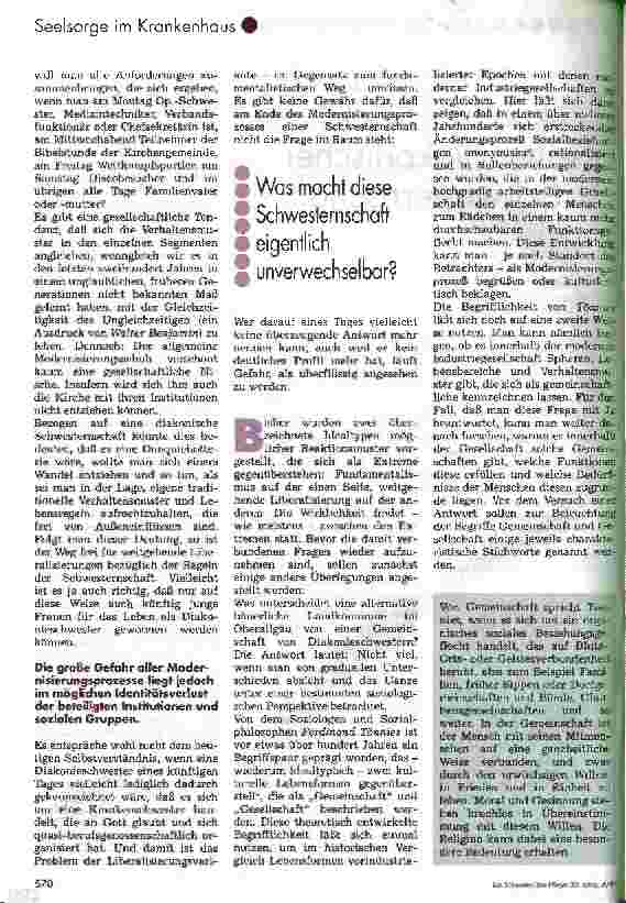 Vorschauseite 2: Zukunftsperspektiven einer diakonischen Schwesternschaft