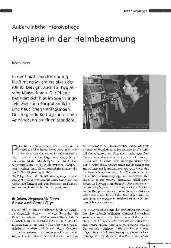 Vorschauseite 1: Hygiene in der Heimbeatmung