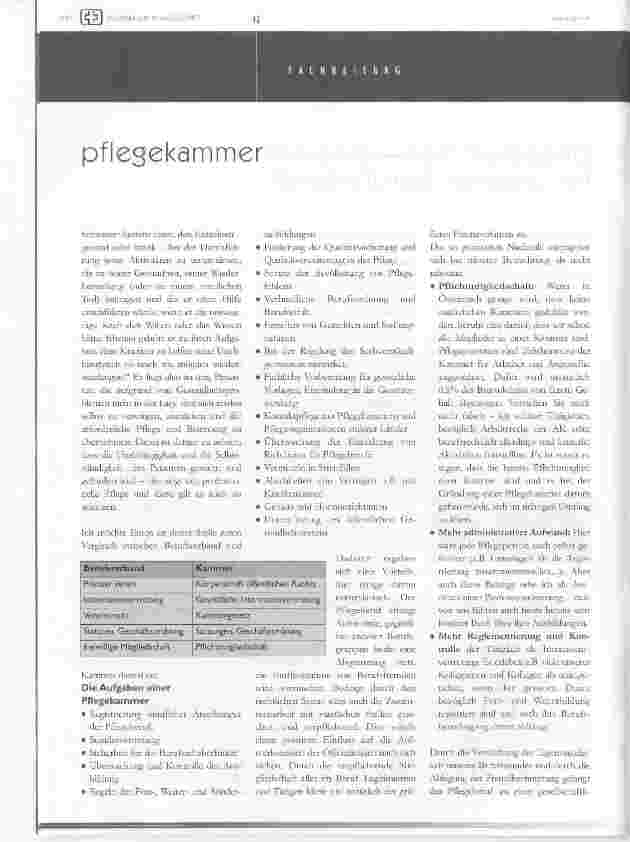 Vorschauseite 2: Pflegekammer - eine Notwendigkeit für unseren Berufsstand!