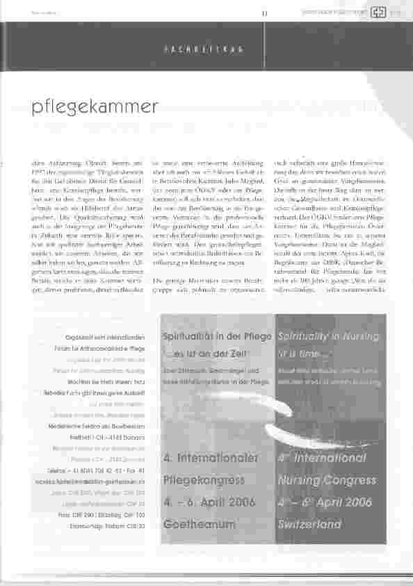 Vorschauseite 3: Pflegekammer - eine Notwendigkeit für unseren Berufsstand!