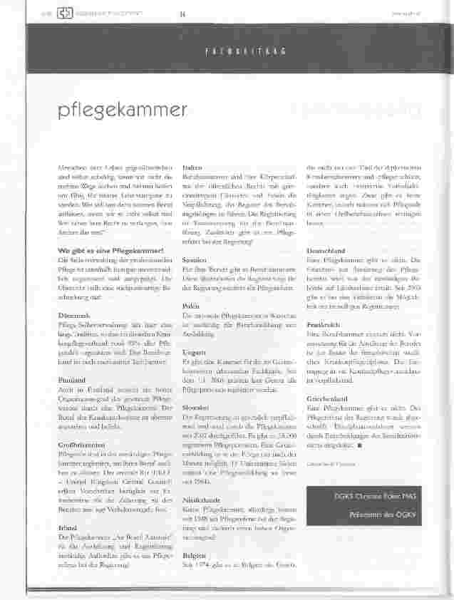 Vorschauseite 4: Pflegekammer - eine Notwendigkeit für unseren Berufsstand!
