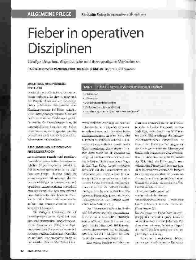 Vorschauseite 1: Fieber in operativen Disziplinen