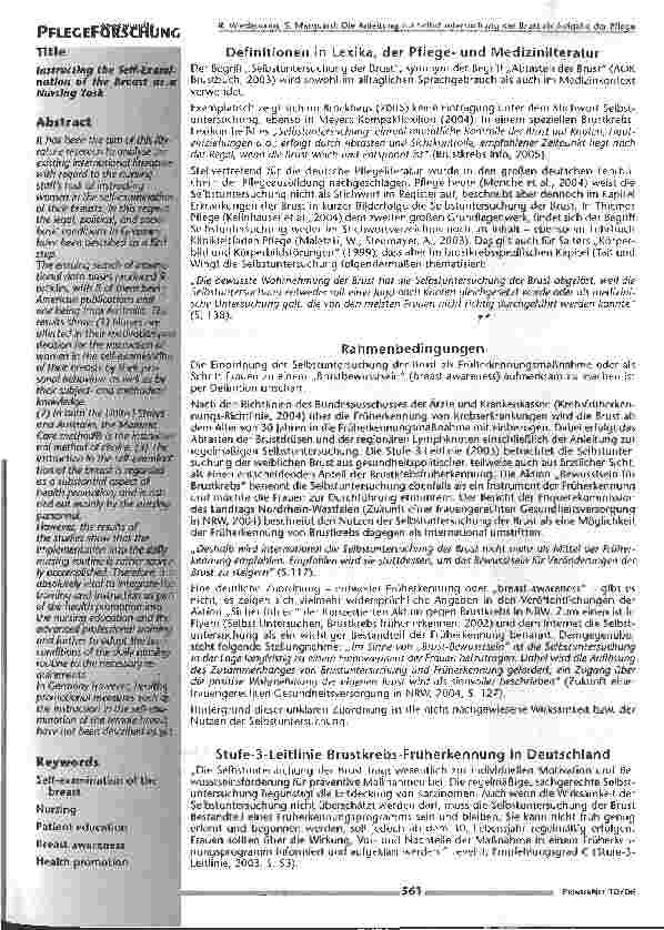 Vorschauseite 2: Die Anleitung zur Selbstuntersuchung der Brust als Aufgabe der Pflege