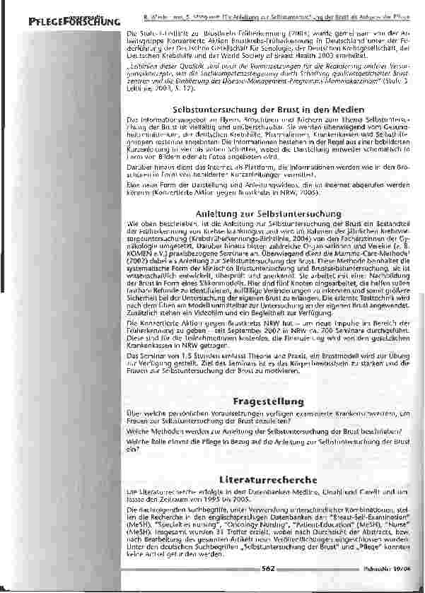 Vorschauseite 3: Die Anleitung zur Selbstuntersuchung der Brust als Aufgabe der Pflege