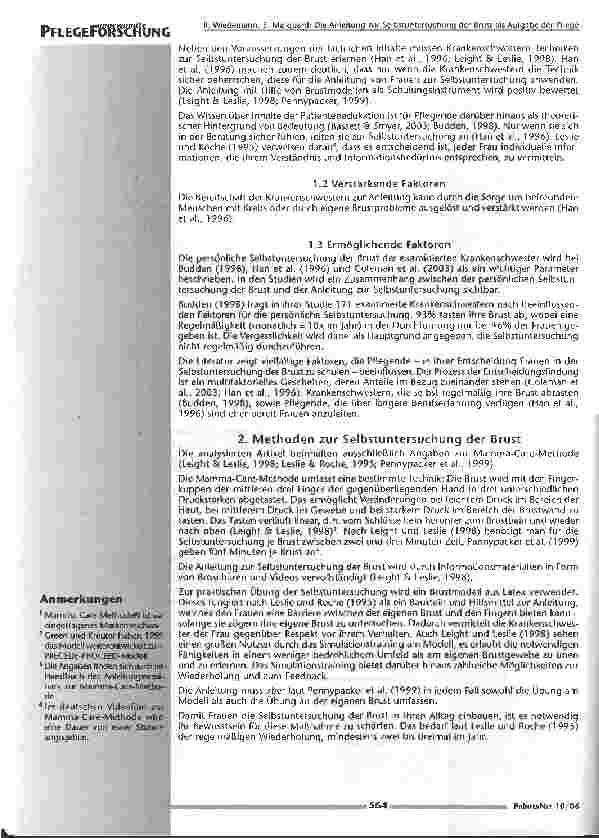 Vorschauseite 5: Die Anleitung zur Selbstuntersuchung der Brust als Aufgabe der Pflege