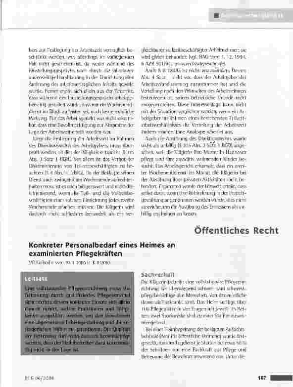 Vorschauseite 2: Anordnung zum Wochenendeinsatz von TeilzeitkräftenArbG Dortmund vom 22.3.2006 (8 Ca 5508/05)