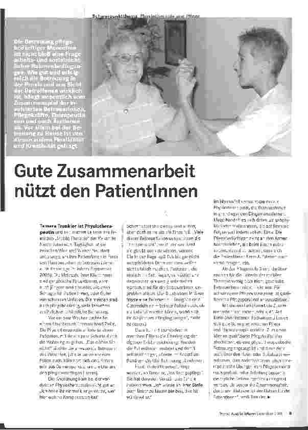 Vorschauseite 1: Gute Zusammenarbeit nützt den Patientinnen