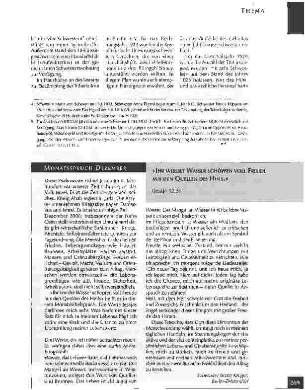 Vorschauseite 2: Arbeit und Probleme von Diakonieschwestern in derTB-Fürsorgearbeit in Stettin 1912 bis 1945 (Teil 1)