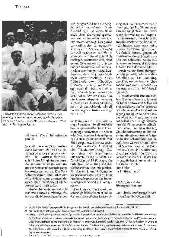Vorschauseite 5: Arbeit und Probleme von Diakonieschwestern in derTB-Fürsorgearbeit in Stettin 1912 bis 1945 (Teil 1)