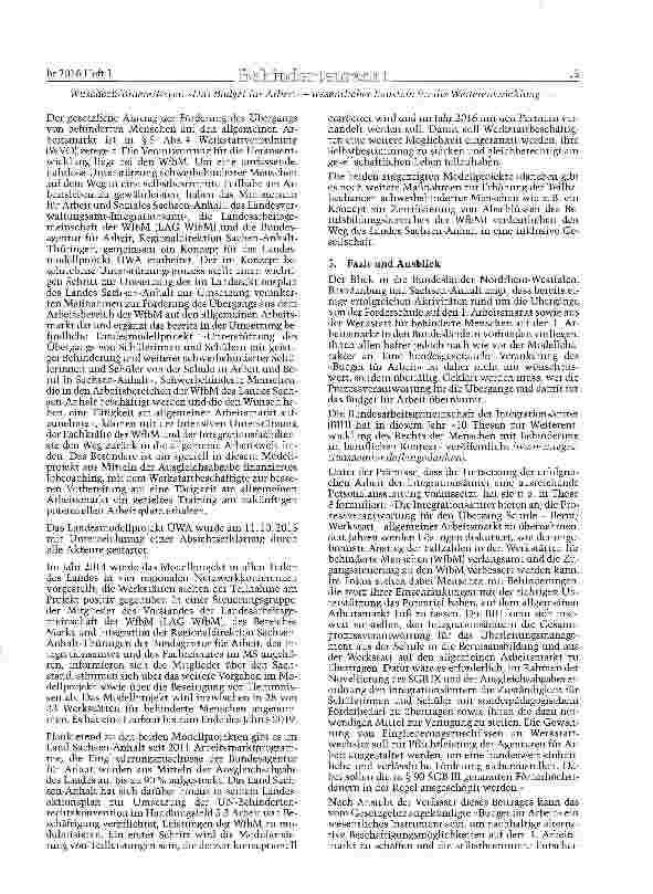 Vorschauseite 4: Das »Budget für Arbeit« wesentlicher Baustein für die Weiterentwicklung der Teilhabe am Arbeitsleben für Menschen mit einer Behinderung