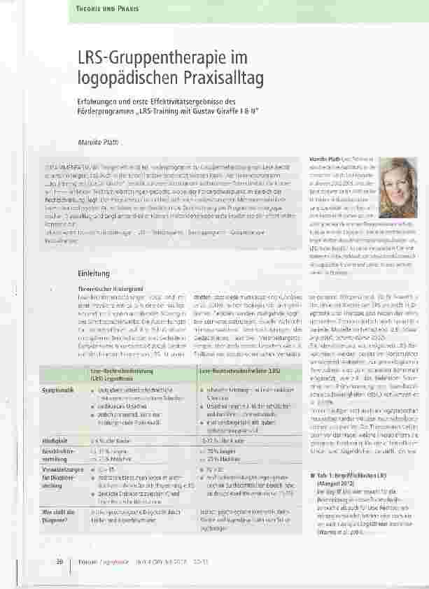 Vorschauseite 1: LRS-Gruppentherapie im logopädischen Praxisalltag