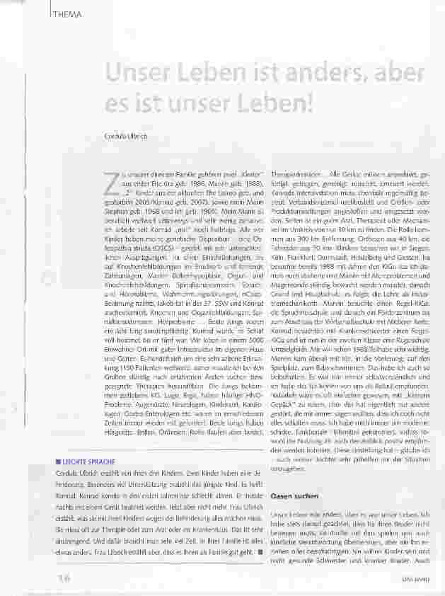 Vorschauseite 1: Unser Leben ist anders, aber es ist unser Leben!
