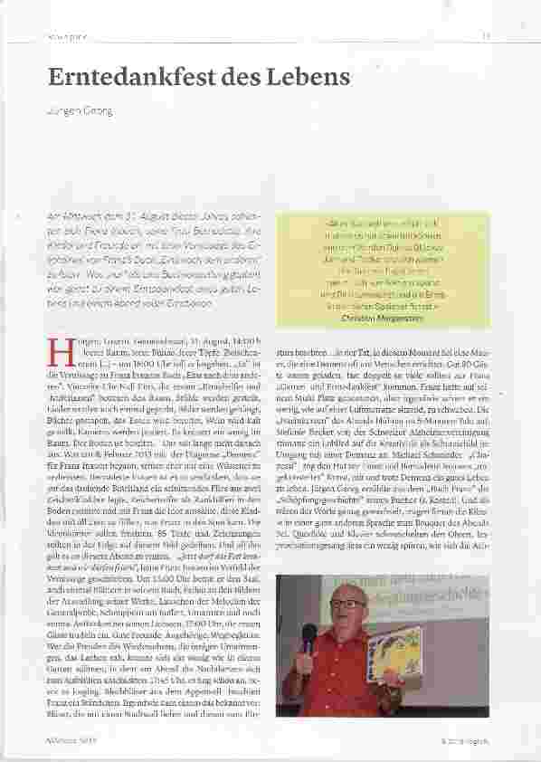 Vorschauseite 1: Erntedankfest des Lebens