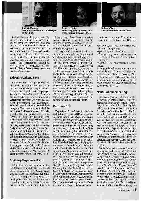 Vorschauseite 4: SBK-Kongress in Luzern Die Pflege positioniert sich