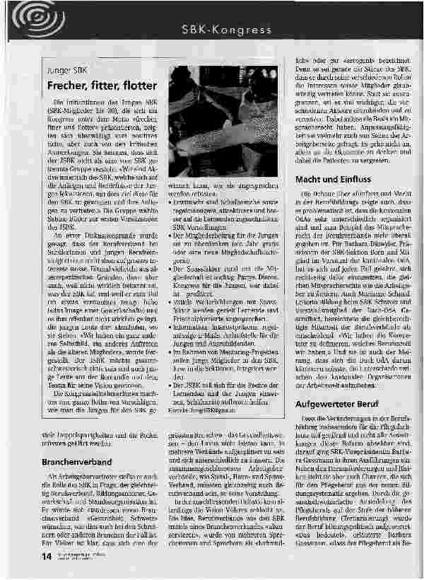 Vorschauseite 5: SBK-Kongress in Luzern Die Pflege positioniert sich