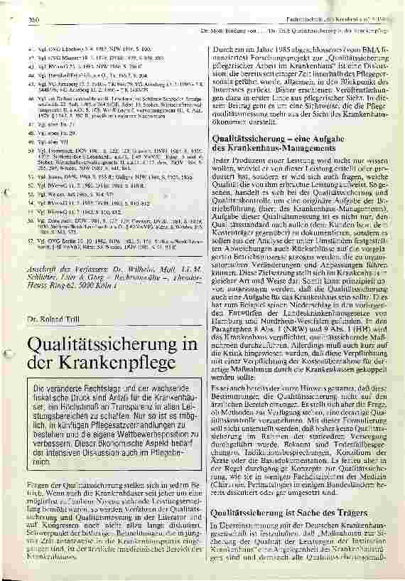 Vorschauseite 1: Qualitätssicherung in der Krankenpflege