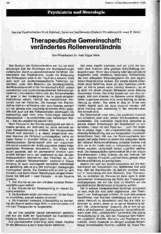 Vorschauseite 1: Therapeutische Gemeinschaft: verändertes Rollenverständnis