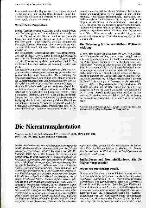 Vorschauseite 1: Die Nierentransplantation