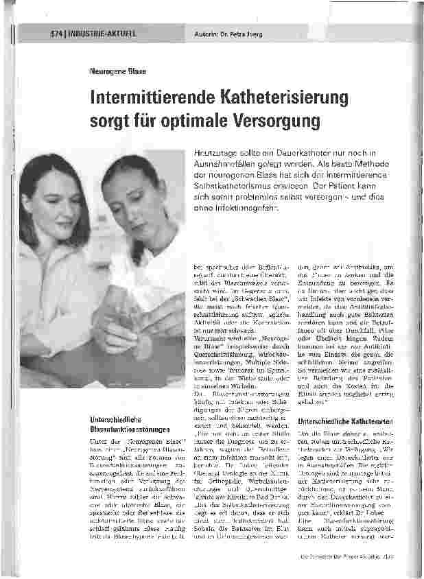 Vorschauseite 1: Neurogene BlaseIntermittierende Katheterisierung sorgt für optimale Versorgung