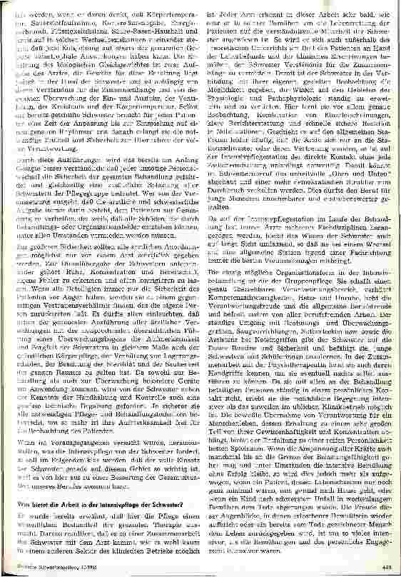 Vorschauseite 3: Was fordert die Arbeit in der Intensivpflege von der Schwester und was bietet sie ihr?