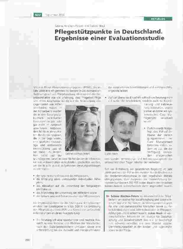 Vorschauseite 1: Pflegestützpunkte in Sabine Kirchen-Peters und Lukas Nock Deutschland. Ergebnisse einer Evaluationsstudie