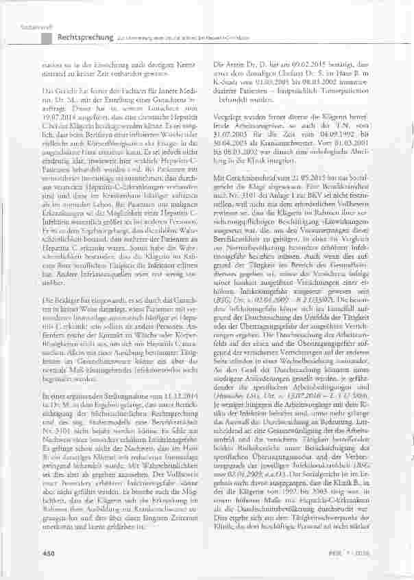 Vorschauseite 3: Zur Anerkennung einer Berufskrankheit bei Hepatitis-C-Infektion