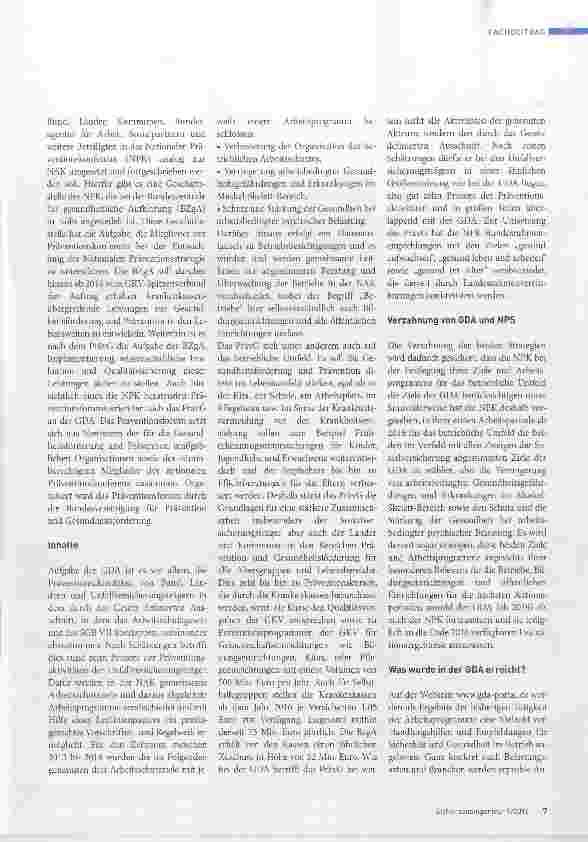 Vorschauseite 2: GDA und Nationale Präventionsstrategiezwei Seiten einer Medaille?