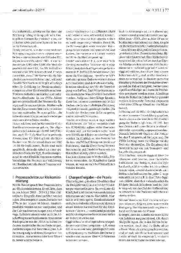 Vorschauseite 2: 1. EMEA-Treffen zur NT-Sterilisation und InfektionsverhütungBerlin, 3.-4. März 2016