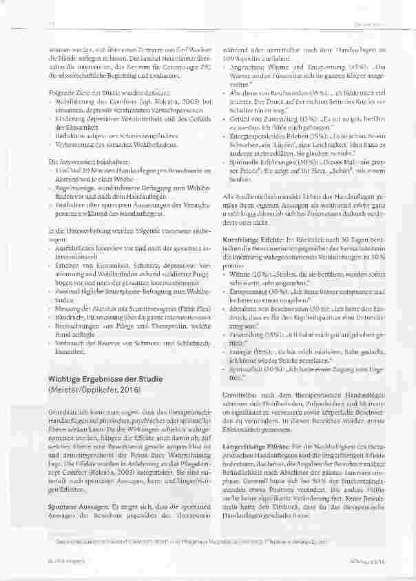 Vorschauseite 2: Handauflegen hellt die Stimmung auf Eine innovative Studie zeitigt ermutigende Resultate