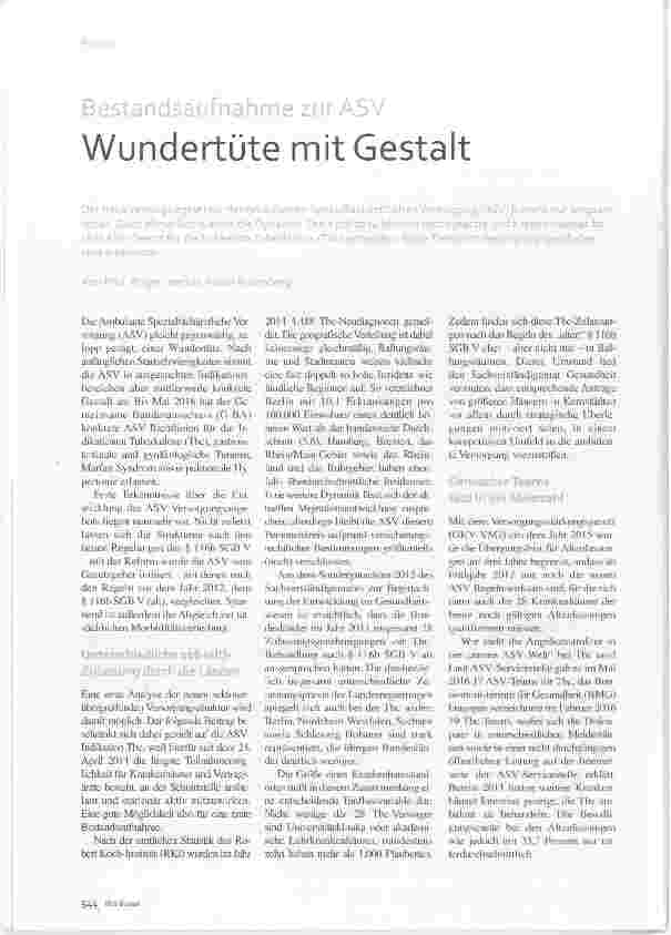 Vorschauseite 1: Bestandsaufnahme zur ASV Wundertüte mit Gestalt