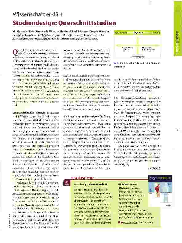 Vorschauseite 1: Wissenschaft erklärt Studiendesign: Querschnittstudien