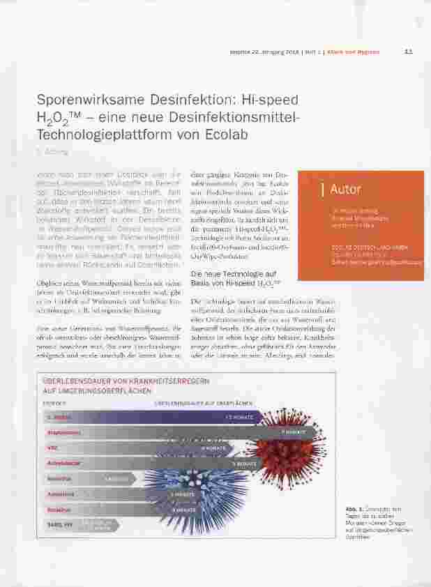 Vorschauseite 1: Sporenwirksame Desinfektion: Hi-speed H2O2™ eine neue Desinfektionsmittel- Technologieplattform von Ecolab