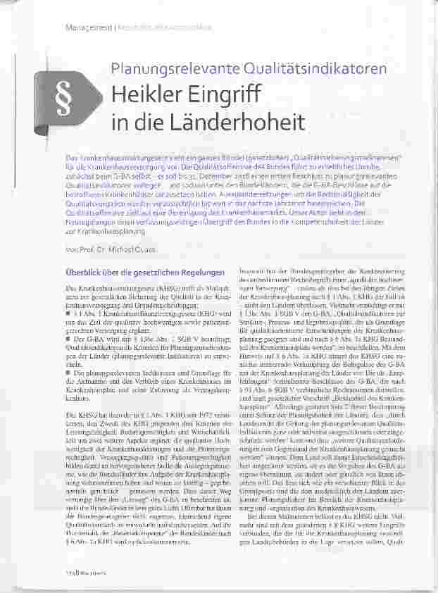 Vorschauseite 1: Heikler Eingriff in die Länderhoheit