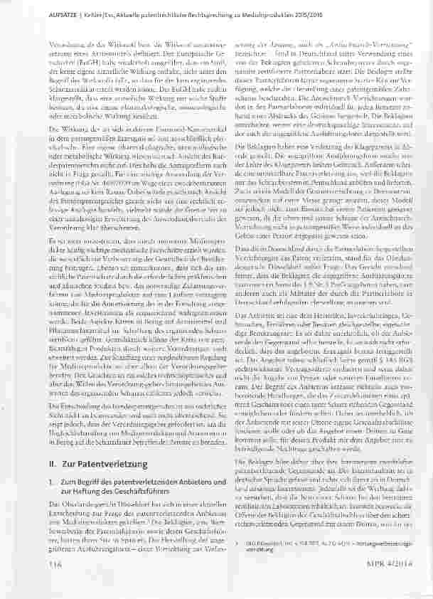 Vorschauseite 2: Aktuelle patentrechtliche Rechtsprechung zu Medizinprodukten 2015/2016