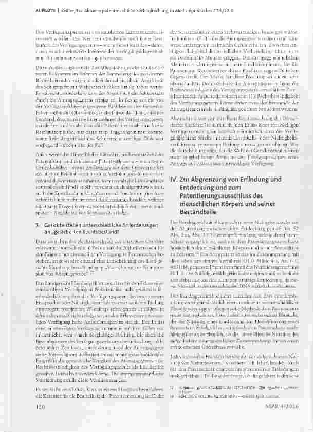 Vorschauseite 6: Aktuelle patentrechtliche Rechtsprechung zu Medizinprodukten 2015/2016